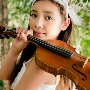 A Girl with Violin in the Garden A Girl with Violin in the Garden