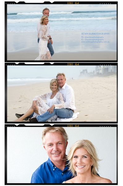 Beach photoshoot for a couple on the Gold Coast