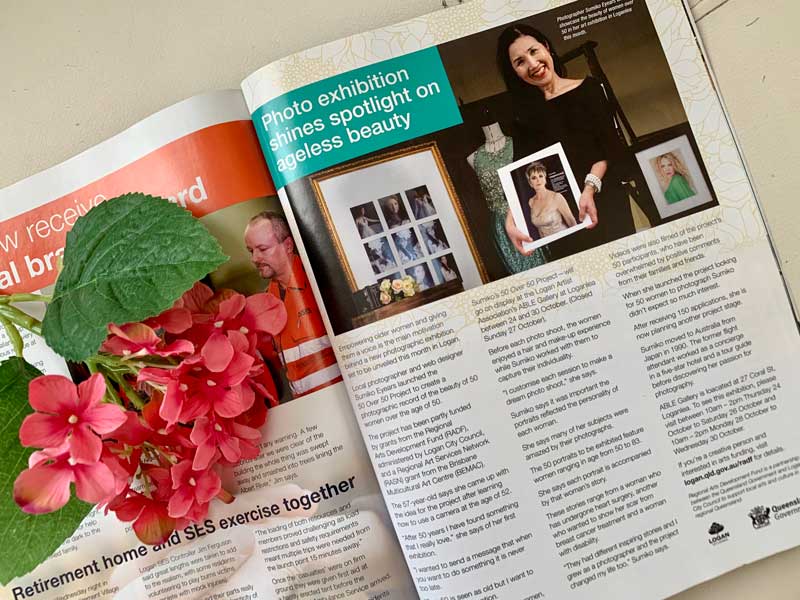 Sumico Photography's 50 over 50 project article in Logan Magazine