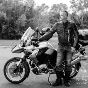 Portrait of man with his BMW bike Portrait of man with his BMW bike
