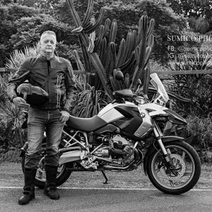 Portrait of man with his BMW bike Portrait of man with his BMW bike